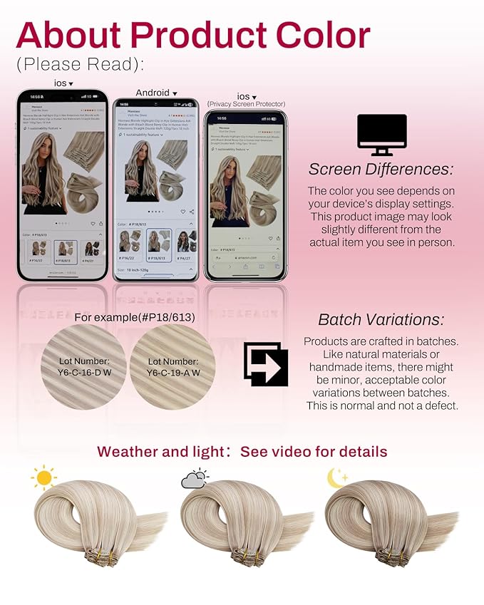 Moresoo Blonde Highlight Clip in Hair Extensions Ash Blonde with Bleach Blond Remy Clip in Human Hair Extensions Straight Double Weft 120g/7pcs 18 inch