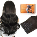 DOORES Seamless Clip-in Human Hair Extensions, Mocha Brown 20 Inch 7pcs 110g, Straight Hair with Invisi Edge, Skin Weft