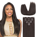 Lashey Straight Clip in Hair Extensions for Women, 20 Inch 7pcs 120g Dark Brown Remy Human Hair Extensions Thick Hair with Lace Weft Clip Ins