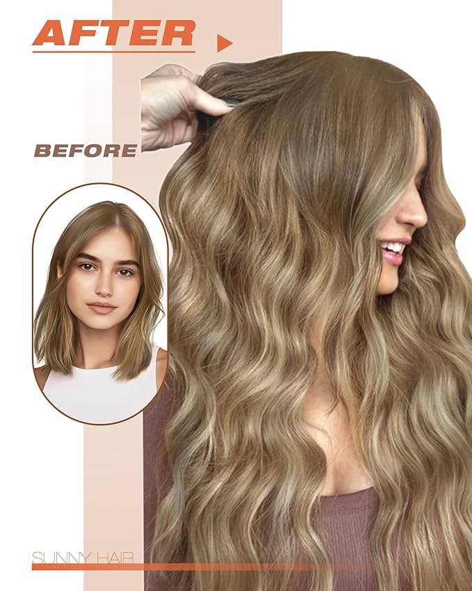 Sunny Hair Tape in Hair Extensions Human Hair, Human Hair Tape in Extensions Light Brown Balayage Blonde Hair Extensions Real Human Hair Tape in 12Inch 30g