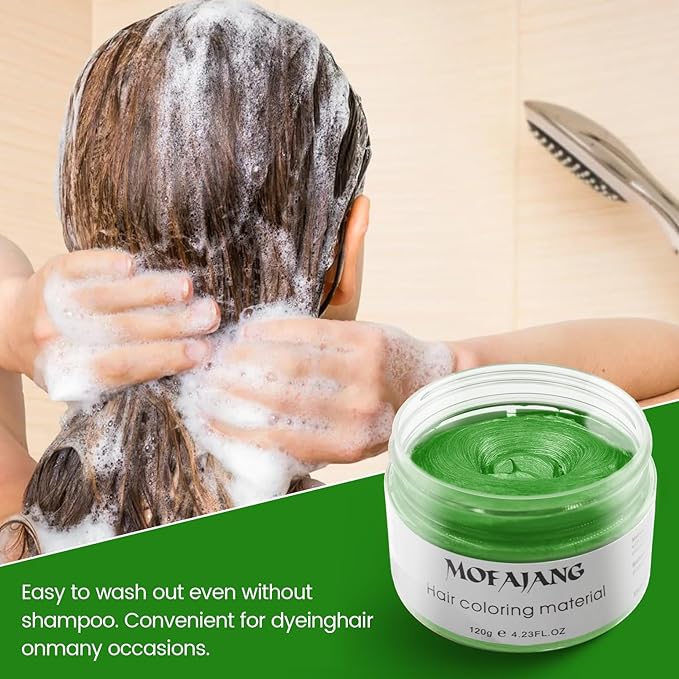 SOVONCARE Green Temporary Hair Color Wax Washable Hair Dye for Men & Women, All-Day Hold Disposable Hair Styling Clays for Party, Cosplay & Daily 4.23 oz