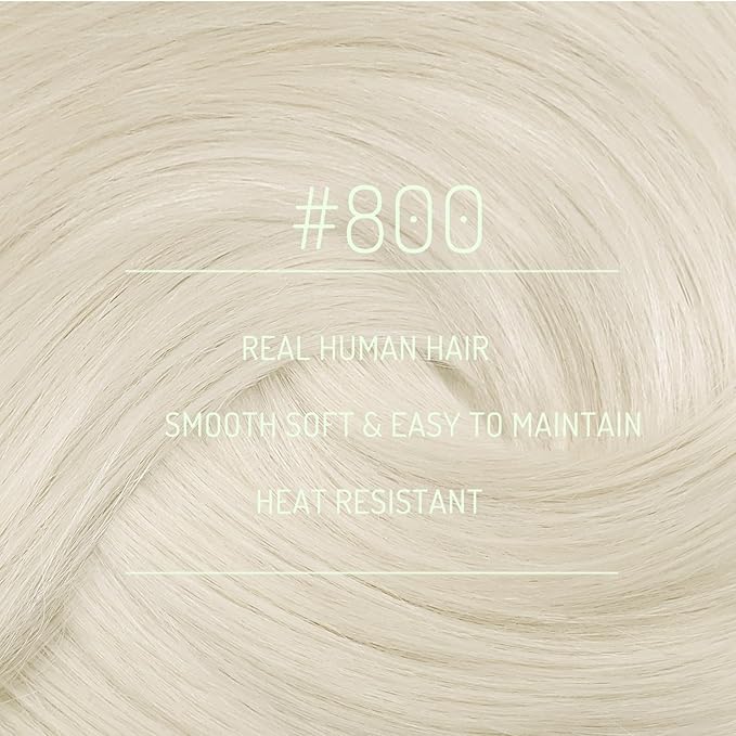 RUNATURE Blonde Clip in Hair Extensions Real Human Hair, Remy Hair Extensions Clip Ins, Double Weft Human Hair Clip in Extensions, Natural Looking For Daily Wearing, 18 Inch 120g #800 Platinum Blonde