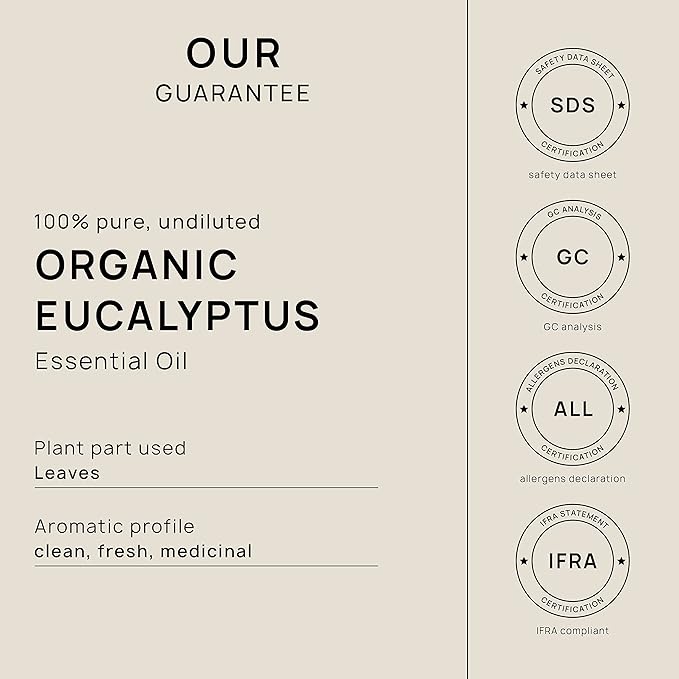VINEVIDA Organic Eucalyptus Essential Oil - Gallon Organic Eucalyptus Oil Undiluted - Bulk Gallon Essential Oil for Soap Making Safe for Skin - DIY Candle Scents for Candlemaking Scents - 8 lbs
