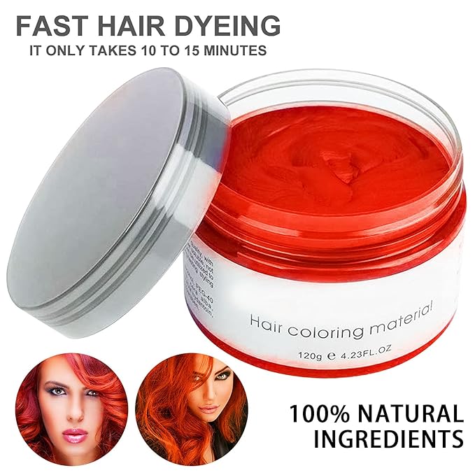Kids Temporary Hair Color Wax, Natural Hair Strong Style Gel for Party, Cosplay, Masquerade etc. (Red)