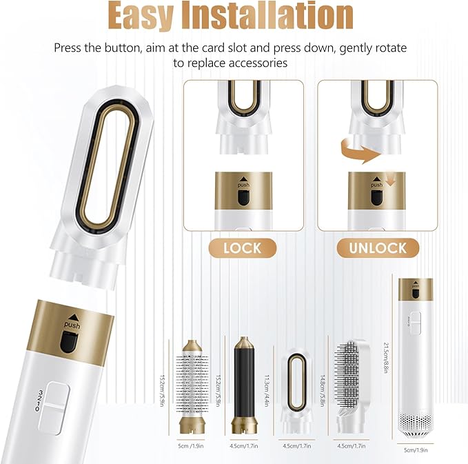 5 in 1 Hot Air Brush, Blow Dryer Brush & Auto Air Curling Wrap Hair Styler, 1000W Professional Hair Styling Tools Negative Ion Hair Dryer Brush for Drying, Curling, Straightening & Styling