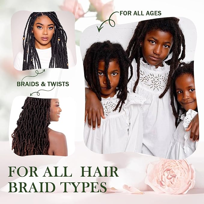 6.8 fl oz Braid Spray Rose Mint for Dreads, Dreadlocks, Locks Spray Rose Water for Itchy Scalp, Shine & Lightweight for Dull Hair Twists, Cornrows, Box Braids Moisturizer
