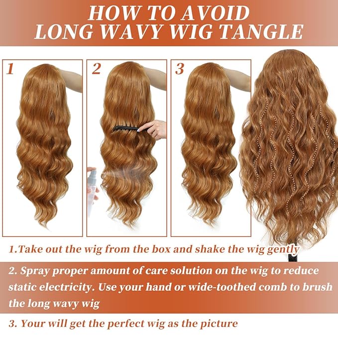 13x4 Synthetic Lace Front Wigs Pre Plucked 26 Inch Long Wavy Ginger Wigs For Black Women 100% Futura Premium HD Lace Wig Ready to Wear Beginner Friendly Daily Party Use
