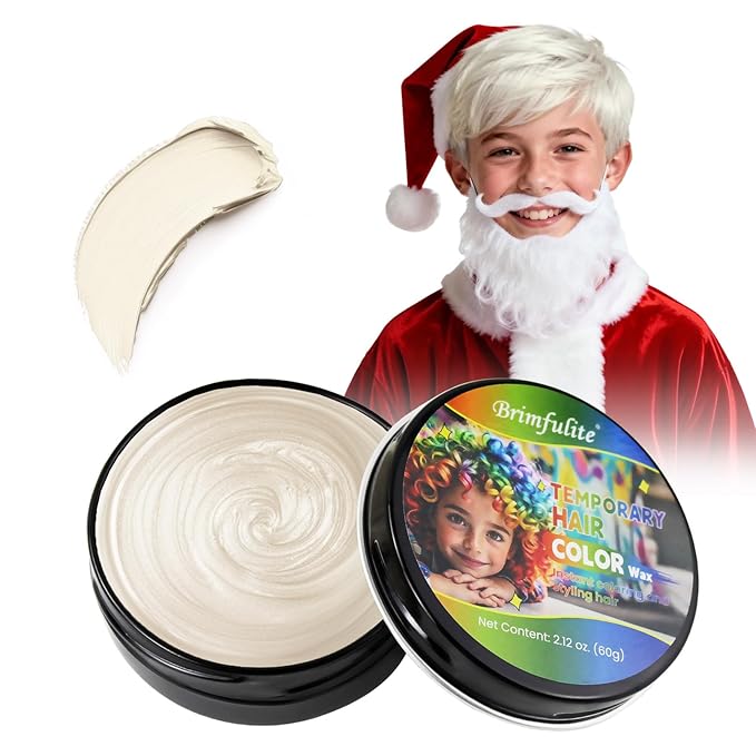White Hair Wax, Temporary Hair Color Wax, Nourishing & Washable Hair Color for Kids, Women and Men 2.12 Oz.