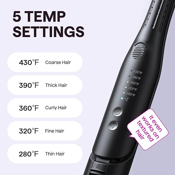 Wavytalk 0.65" Pencil Flat Iron, Cool Curl Pencil, Small Airflow Styler and Straightener for Short Hair, Pixie Cut and Edges, Curling Iron for Short Hair with 360º Cool Airflow, Black