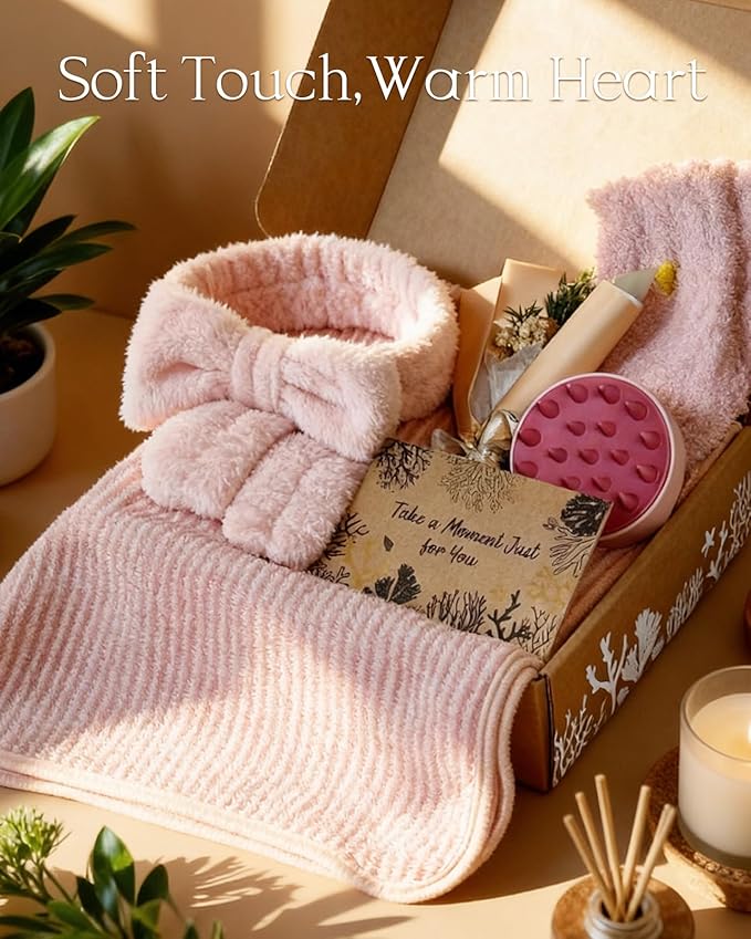 Coralogo Rose Spa Gift Baskets - Natural Pampering Spa Set, Self-Care Get Well Soon Basket,Thank You Gifts, Unique 11pcs Gift Set for Birthday Christmas Valentines Day Mothers Day