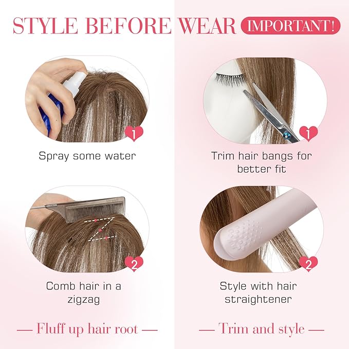 Hairro Human Hair Toppers For Women Wispy Thin Short Wiglet Hairpieces Natural No Bang Middle Part Side Bangs Hair Clip 11 Inches 14.5g #04 Medium Brown
