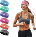 Athletic Sweat Bands Headbands for Women, Moisture Wicking Sweatbands Non-Slip Elastic Sports Hair Bands for Running, Workout, Yoga, Basketball, Tennis, Exercise