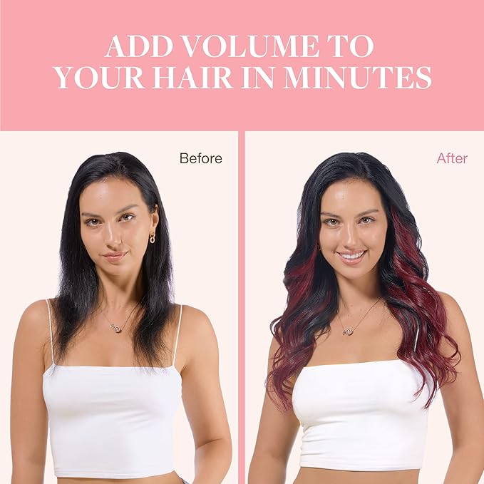 GOO GOO Clip in Hair Extensions Real Human Hair, Remy Human Hair Extensions Clip ins for Women, Natural Human Hair, 18inch 120g 7Pcs, 530 Burgundy