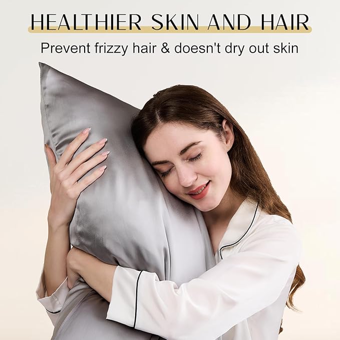 ZIMASILK Upgraded 100% 6A Grade Pure Mulberry Silk Pillowcase for Hair and Skin Silk Pillow Cases with Reinforced Hidden Zipper, More Soft & Durable, Gift Box (King 20"x36" Grey)