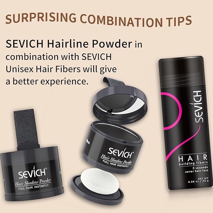 Instantly Hairline Shadow - SEVICH Hairline Powder, Quick Grey Root Concealer for Thinning Hair, Eyebrows & Beard, Windproof & Sweatproof, Light Brown