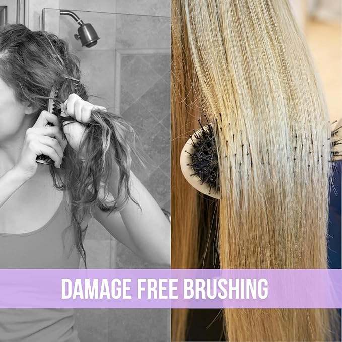 SimplyHair Ultimate Hair Extension Brush & Detangler Anti-Static, Dual Bristle Design, Soft Boar Bristle, Great for All Hair Types & Extensions - Biege Ombre Brush Ideal for Adults & Kids