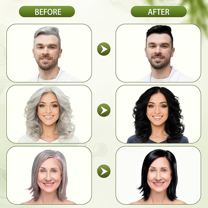 Black Hair Dye Shampoo, Ammonia Free Natural Herbal Ingredients Black Hair Dye for Women Men Gray Hair Coverage, Semi-Permanent Hair Color Shampoo