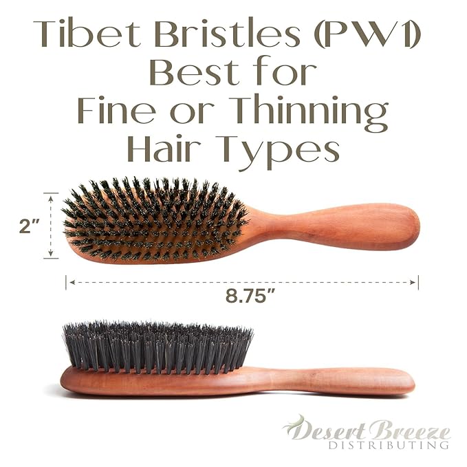 100% Wild Boar Bristle Hairbrush for Natural Healthy Hair, Medium Soft Tibet Bristles, Pear Wood Handle, Wooden Hair Brush for Fine or Thinning Hair, for Women & Men, Made in Germany's Black Forest