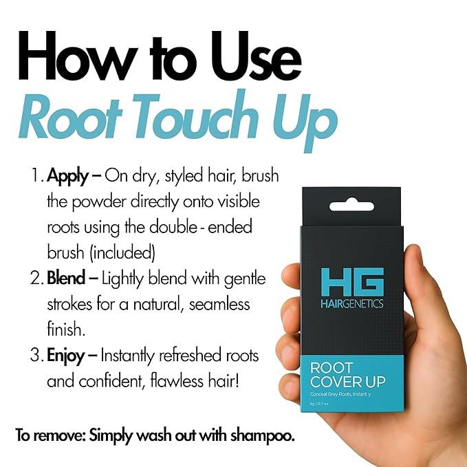 Hair Genetics Root Cover Up Hide Your Grey Hairs Roots NEW Mineral Powder Technology Natural looking Results in Seconds Root Touch Up Powder (Dark Brown)