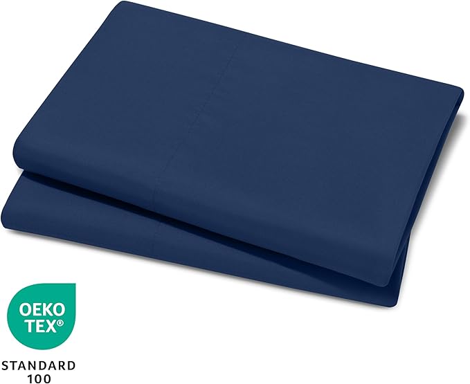Bare Home Microfiber Pillow Cases - Toddler Size Set of 2 Cooling Pillowcases Double Brushed Dark Blue Pack Easy Care (Toddler Pillowcase 2, Dark Blue)