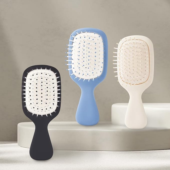 Mini Hair Bursh for Women Men and Kids, Protable Travel Size Hair Brush for Pockets Purses, Mini Detangler Brush for All Hair Types, Small Paddle Brush for Detangling (1 Pack-White)