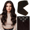 Ve Sunny Clip in Hair Extensions Real Human Hair, Clip in Human Hair Extensions, Hair Clip Extensions for Women Dark Brown Remy Hair Extensions 7pcs 14inch 100g