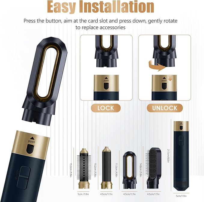 Hair Dryer Brush 5 in 1, Professional Blow Dryer Brush High-Speed Negative Ionic Hair Dryer Fast Drying, Multi Hair Styler Air Auto Wrap Styler for Curling Volumizing Straightening Waves Styling
