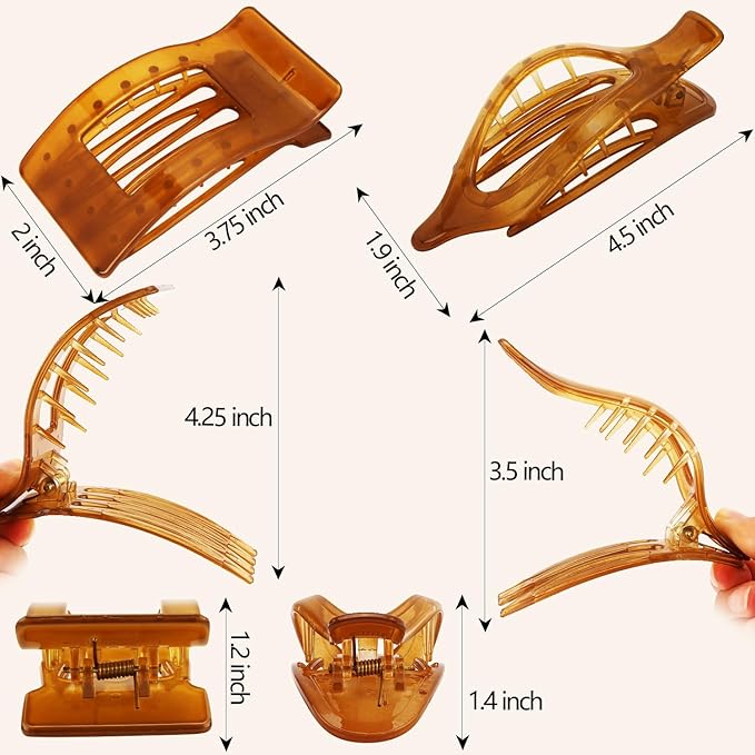 Velscrun Flat Hair Clips for Women Girls, 12 Pack Lay Flat Claw Clips, Large Side French Duck Billed Hair Jaw Claw Clip for All Hair Types, Work Daily Trendy Fashion Styling Gifts Hair Clip Tortoise