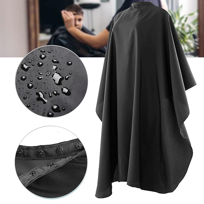 Black Waterproof Hair Salon Cape Professional Barber Cape with Metal Snap Closure Hair Cutting Cape (Black-15 Pack)