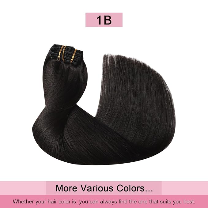 Pro2.0 Clip in Hair Extensions Real Human Hair 20inch 7pcs Color #1B Natural Black Remy Real Human Hair Extensions Clip ins 120g Thick Seamless Double Weft for Women（#1B-20inch）