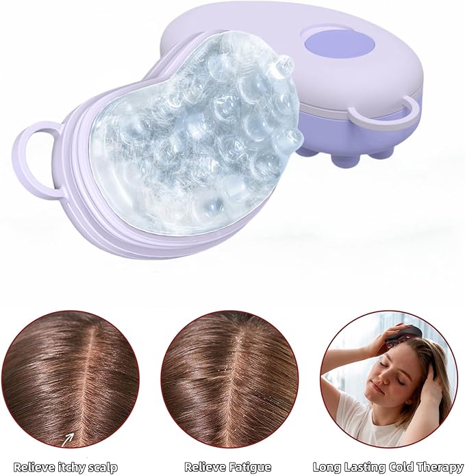Scalp Ice Massager for Migraine Relief, Headache Care Ice Therapy Back to School Essentials, Stress & Hangover Natural Cooling Therapy Detachable Ice Compress Tool (Purple)