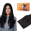 DOORES Hair Extensions Clip in Human Hair, Natural Black 12 Inch 80g 7pcs, Clip in Hair Extensions Remy Weft Natural Straight Weft for Women