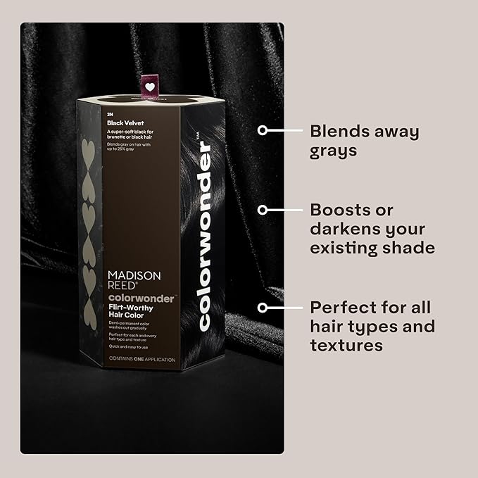 Madison Reed colorwonder Demi-Permanent Hair Color, Effortless At-Home Hair Dye, Ammonia-Free, Cruelty-Free, Black Velvet (3N Soft Black), Pack of 2