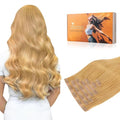 DOORES Seamless Clip in Hair Extensions Real Human Hair, Honey Blonde 110g 7pcs 20 Inch, Extensions Clip in Straight Remy Hair Invisi Edge