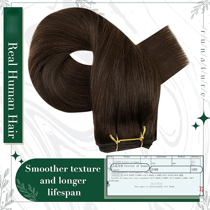 RUNATURE Brown Clip in Hair Extensions, Real Human Hair Clip in Extensions 20 Inch, Long Hair Extensions Clip Ins, Double Weft Remy Natural Hair, Add Hair Length, 50g 3pcs #2 Dark Brown