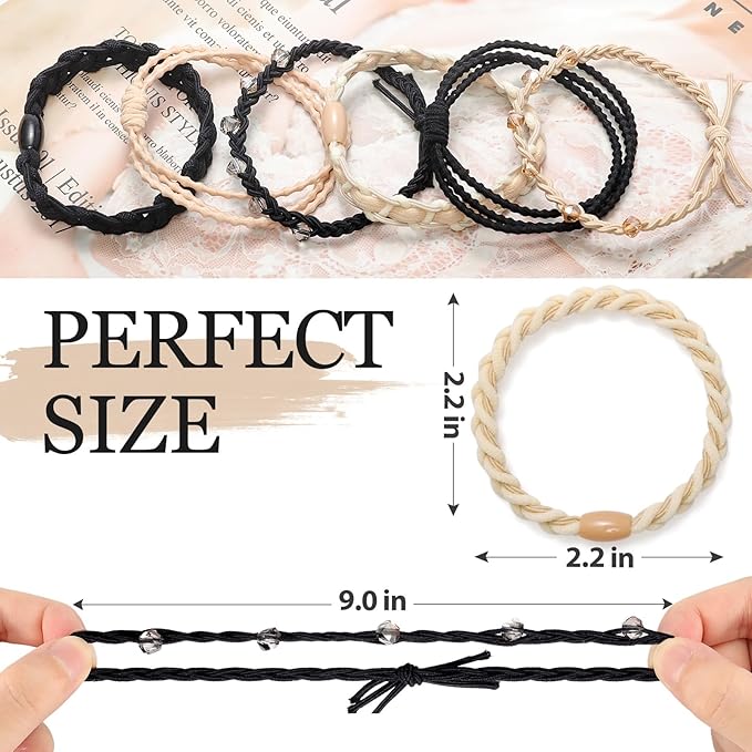 Boho Hair Tie Bracelets - Elastic Bands for Women's Ponytails, Daily Life, Sports, and Work (20pcs)