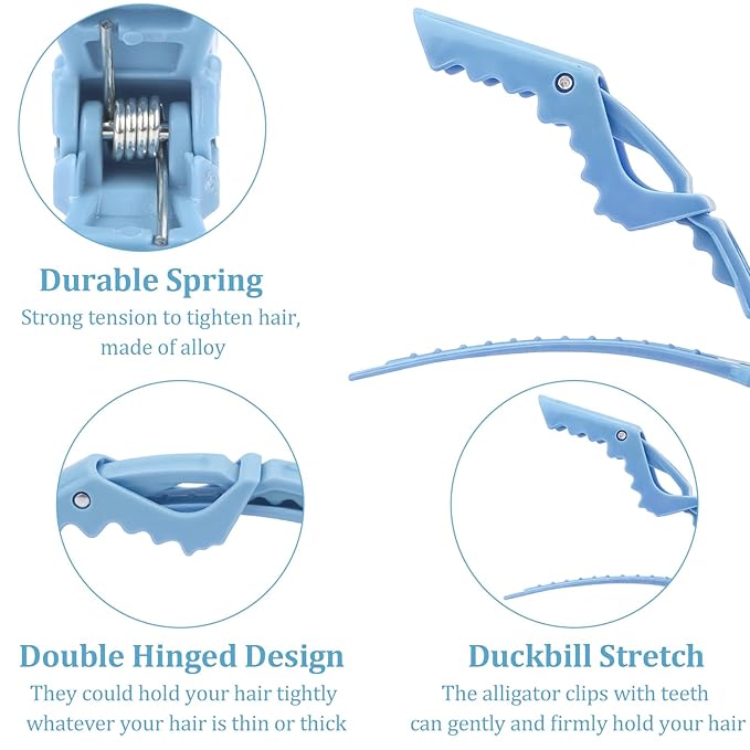 30 Pack Alligator Hair Clips for Styling, Sectioning Crocodile hair Clips Professional Barber Accessories for Salon of Thick Curly Volume Hair (Blue)