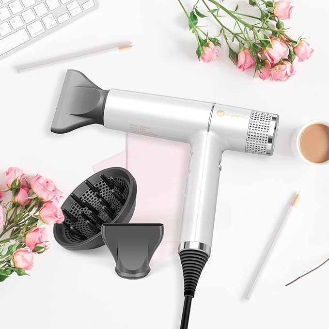 slopehill Hair Dryer with Unique Brushless Motor | Intelligent Fault Diagnosis | Innovative Microfilter | Oxy Active Technology | Led Display (White)