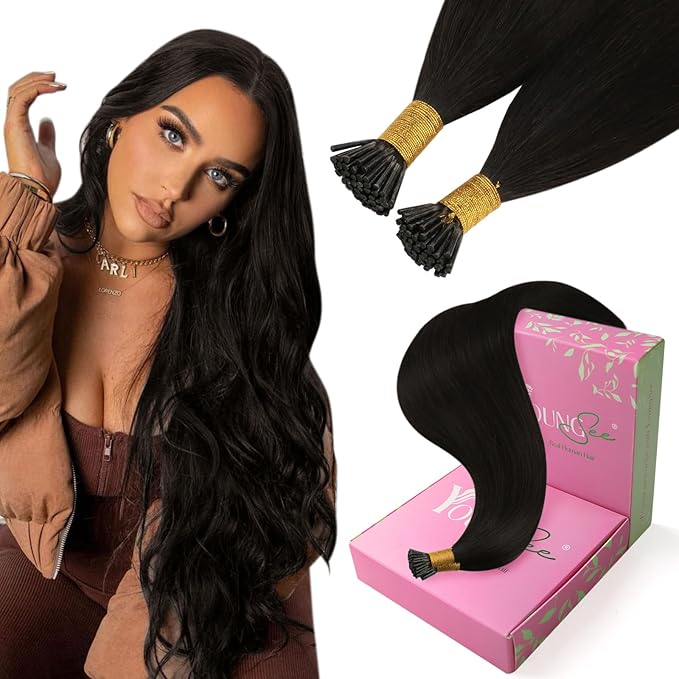 YoungSee I Tip Hair Extensions Dark Brown 24 Inch I Tip Extensions Human Hair Brown Itip Human Hair Extension Remy Hair 50g 50s Natural Looking Hair Extension for Long Hair