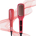 Updated Megawise Pro Ceramic Ionic Hair Straightener Brush – Fast 20s Heating, Auto-Off, Anti-Scald, Dual Voltage, Rotatable Power Cord – Home Salon Styling (Tomato Red)