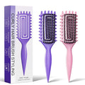 2-Pack Curly Hair Brush, Curl Defining Brush with Soft Boar Bristles Detangling Tangled Glides, Wide-Teeth Design Effortlessly Shaping & Defining Curls, Curling Definer for Wet & Dry Hair(Pink Purple)