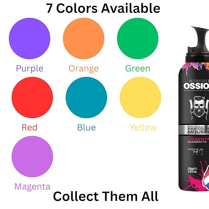 Morfose Ossion Semi Permanent Hair Color Mousse, 5.07 Fl Oz (Magenta, 5.07 Fl oz)