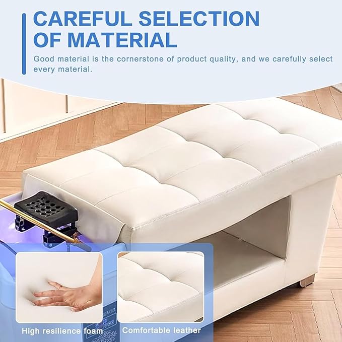 Professional Beauty Salon Shampoo Bed Head Spa Equipment with Water Circulation,Steamer,Shampoo Chair Luxury Head Care SPA Shampoo Bed (Beige)
