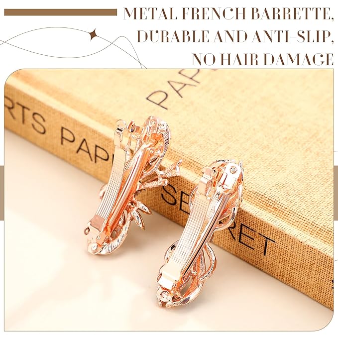 Geyoga 6 Pieces Vintage Hair Barrettes for Women Retro Flower French Pearl Crystal Rhinestones Clips Hair Pins for Women Styling Accessories(Cute Style)