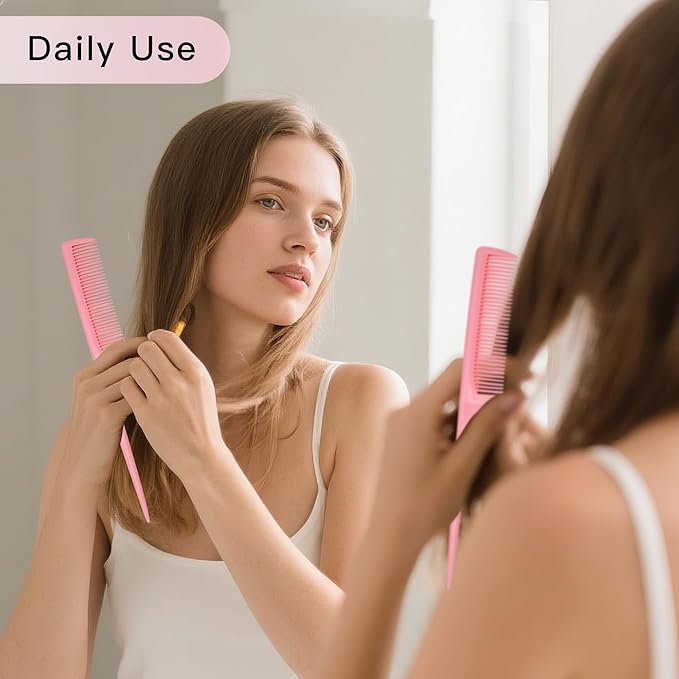 4 Pcs Rattail Combs for Women -Fine Tooth Styling Comb with Ergonomic Handle, Anti-Static Heat-Resistant Professional Hair Parting Tools for Smooth Detangling, Updos & Salon-Perfect Hairstyles.