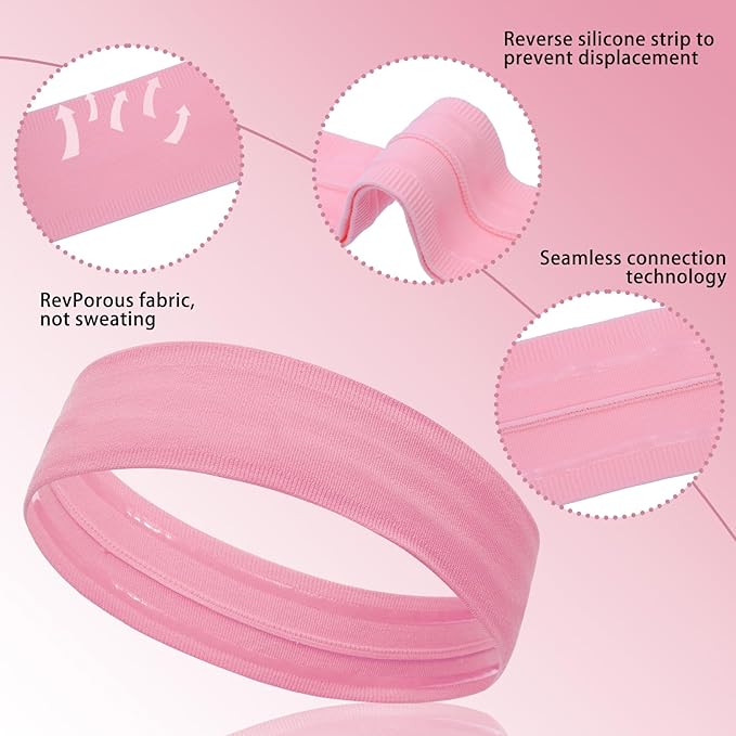Workout Headbands Non Slip Headband Sport Headbands Sweatbands Elastic Sport Hair Bands for Sports Travel Indoor Fitness Gym