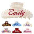 Personalized Colorful Name Hair Claw Clips for Women,Custom Hair Clips with Diamond,Cute Hair Accessories 4",Handmade Rhinestones Hair Clamp Gifts for Mom,Bride,Wife,Bridesmaid,Couples（Flash White）