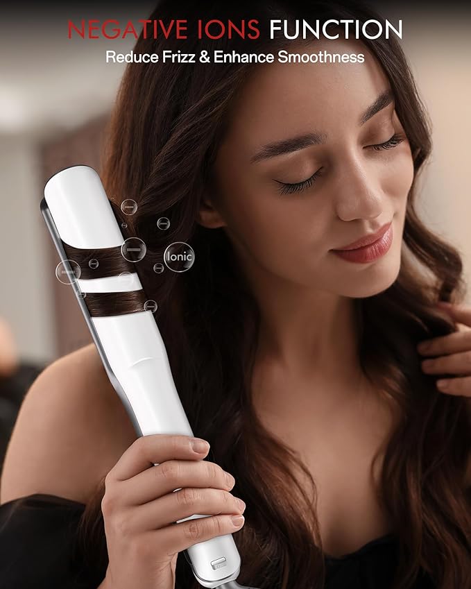 Betahouse Flat Iron Hair Straightener and Curler 2 in 1 with Cooling Air Vents and Add Essential Oil, 1 Inch Titanium Straightening Curling Iron Airflow Styler 3 Temp UP to 450℉ Dual Voltage