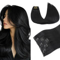 PINKPEARL Clip in Hair Extensions Real Human Hair #1 Jet Black Human Hair Extensions Clip ins 20 inch Extensions Human Hair Clip 120g 7pcs Straight Thick Natural Human Hair(#1-20)
