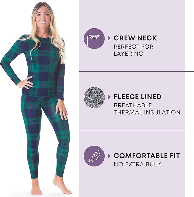 Rocky Thermal Underwear Women Long Johns Womens Thermals Top Bottom Set Fleece Lined Under Wear Clothes Base Layer Thermals